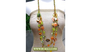 Bcbali 3 Strand Necklace Beaded mixed Shells Nuget